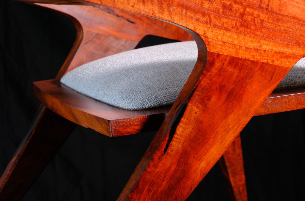 Red Gum Mid Century Modern Chair Hand Made Custom Furniture Ocean Grove Geelong Side Rear View
