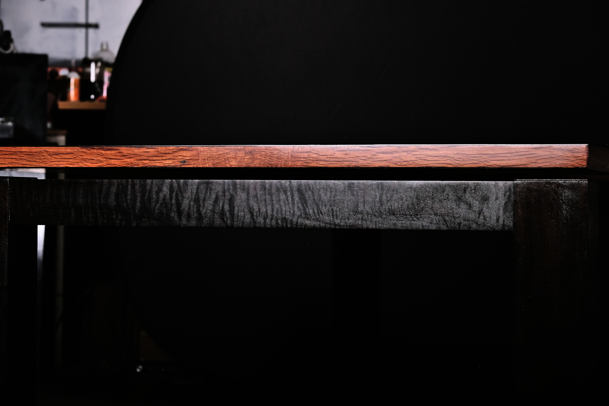 Dining table in Red Gum, Buloke and Ebony