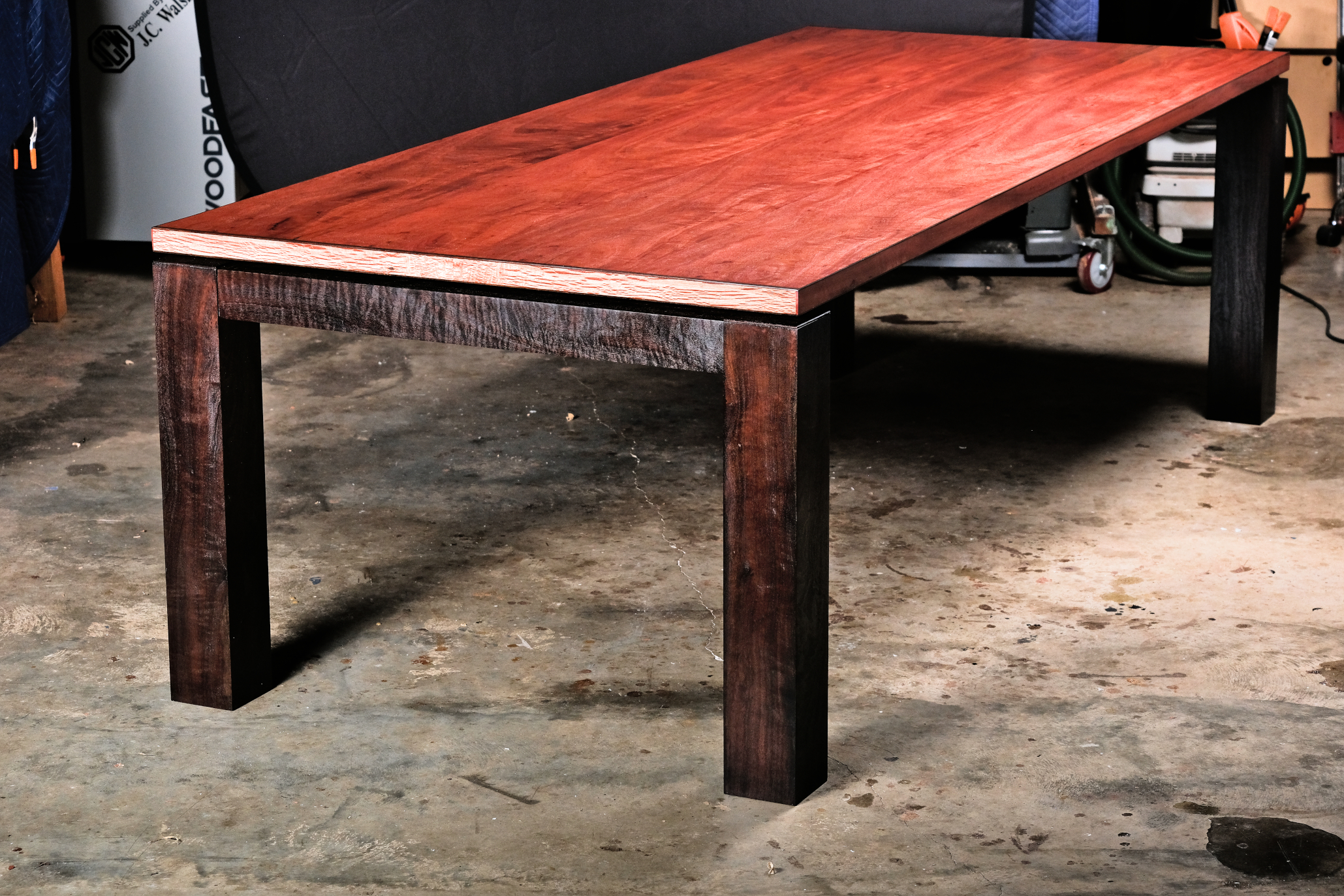 Dining table in Red Gum, Buloke and Ebony