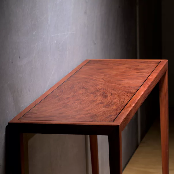 Hall table in Red Gum with parquetry top