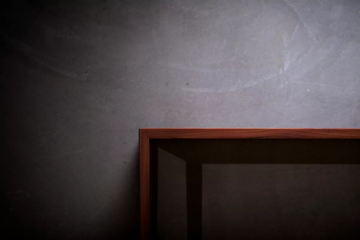 Hall table in Red Gum with parquetry top
