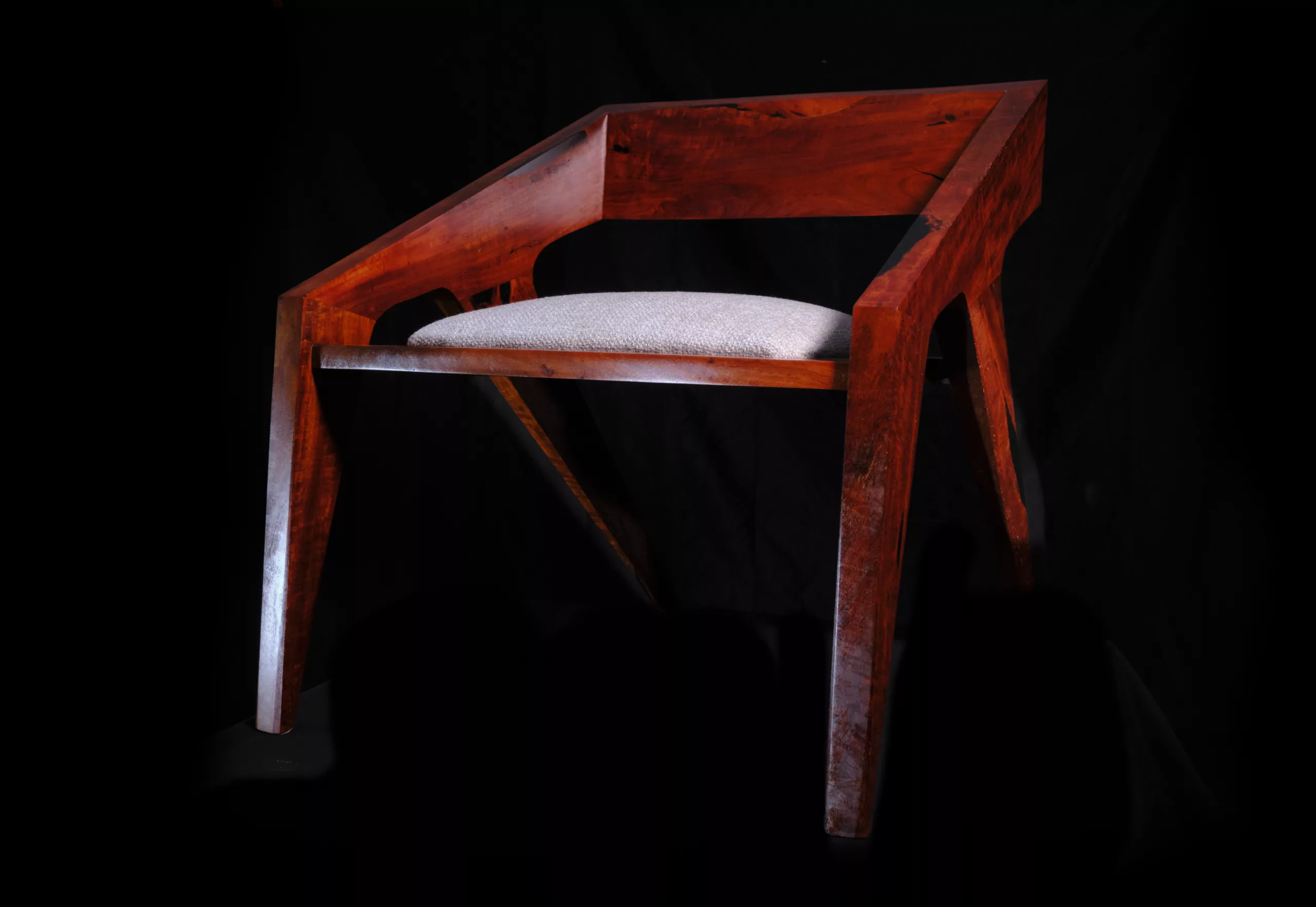 Mid-Century Modern Desk Chair in Highly Figured Red Gum