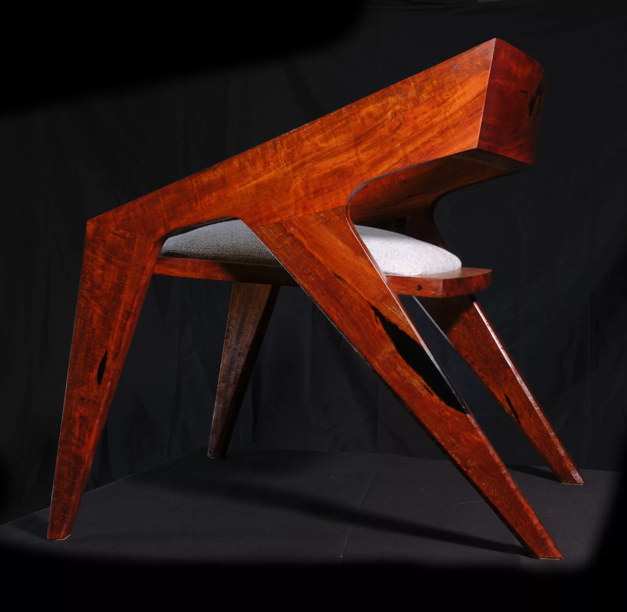 Mid-Century Modern Desk Chair in Highly Figured Red Gum