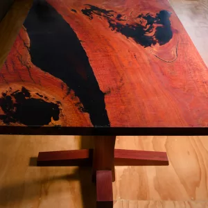 Red Gum and Black Epoxy Resin Dining Table Top View